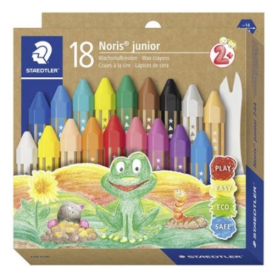 Zsírkréta, vastag, hatszögletű, STAEDTLER "Noris Junior 224", 18 különböző szín